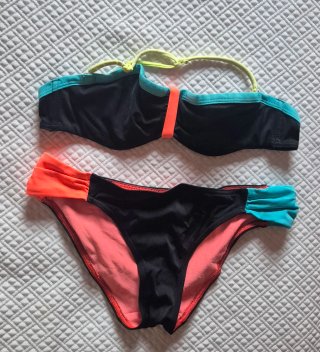 Bikini Talla S Negro y Naranja
