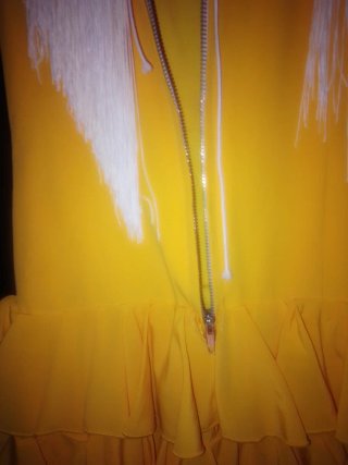 Vestido Flamenca Volantes Blanco y Amarillo