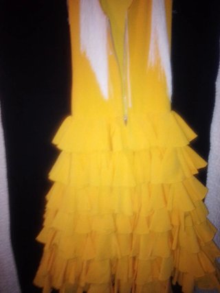 Vestido Flamenca Volantes Blanco y Amarillo