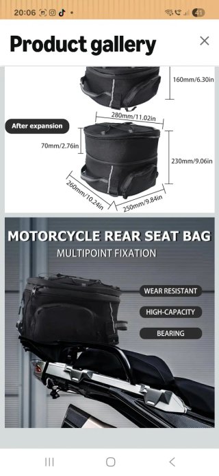 Bolsa maletero moto impermeable