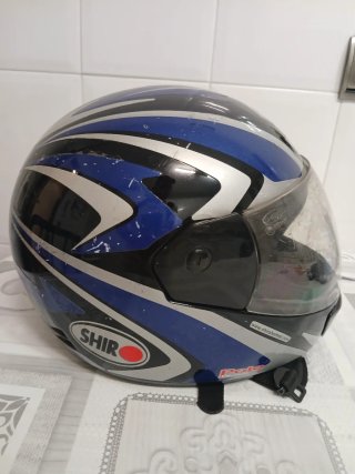 Casco de moto SHIR azul y negro