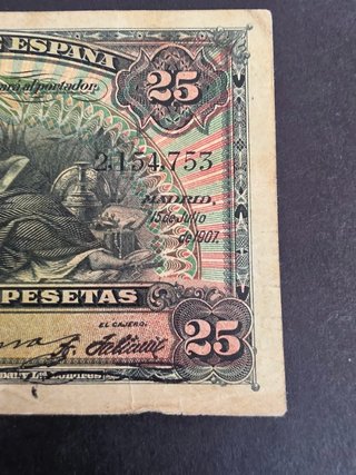 Billete 25 Pesetas Banco de España 1907