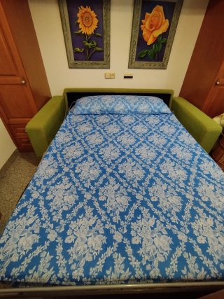 Sofá Cama Beige y Verde