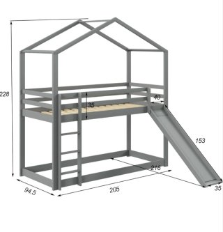 Cama casita de madera para dos camitas.