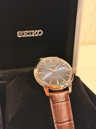 Seiko Presage Azul Correa Marrón
