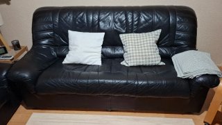 Conjunto de 2 sofás de piel negros
