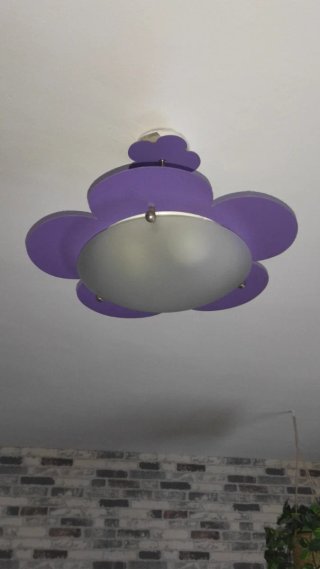 Lámpara Techo Infantil Flor Verde y Morada