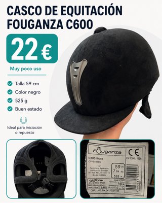 Casco Equitación Fouganza C600 Negro T.59