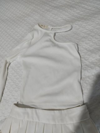 Conjunto Falda Plisada y Top Blanco T36