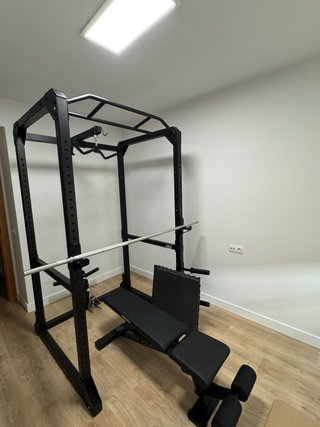Jaula Rack Decathlon 900 + Banco + Barra