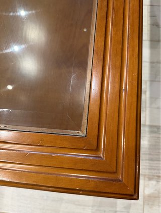 Mesa baja madera cristal cajón y balda