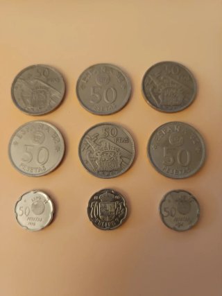 Lote de 2 Billetes y 115 Monedas de España (L3)