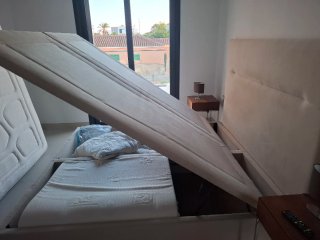 Cama canapé tapizada beige
