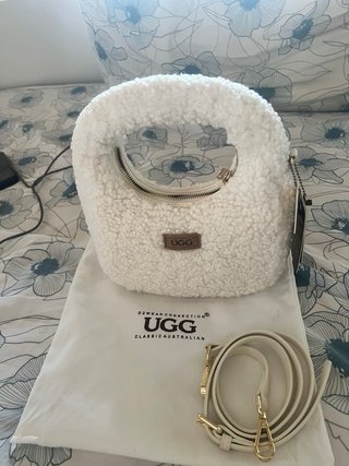 Bolso UGG Piel de Oveja Blanco y Dorado
