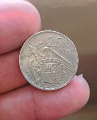 Moneda 25 pesetas 1957 Franco con error