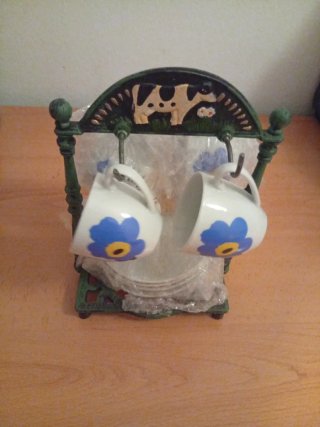 Juego de tazas de café con soporte