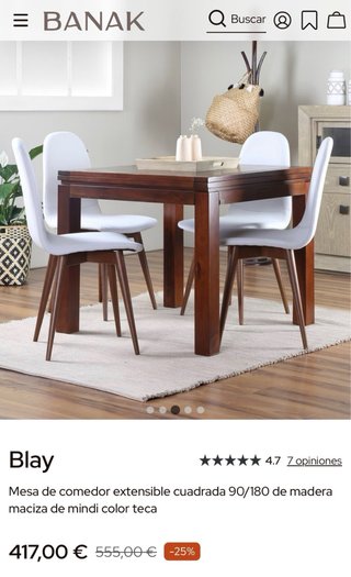 Set 4 SILLAS Madera de Teca marca BANAK