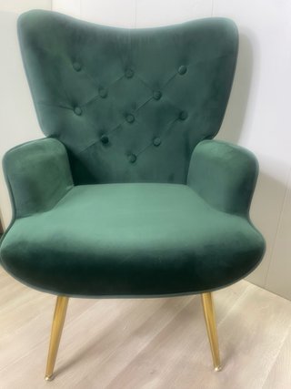 Orejero terciopelo verde patas doradas