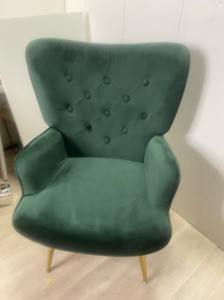 Orejero terciopelo verde patas doradas
