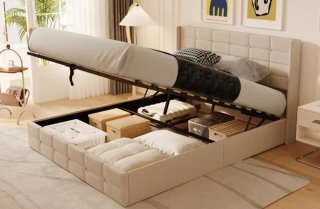 Cama Doble Hidráulica Beige + colchón aparte(120€)