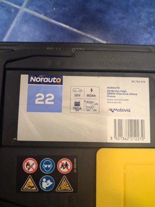 Batería Coche Norauto BV22 80Ah 740A
