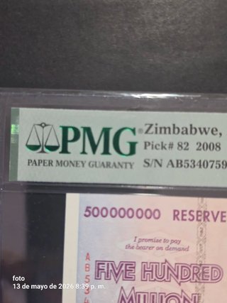 500 milioni di dollari Zimbabwe 2008 PMG 67