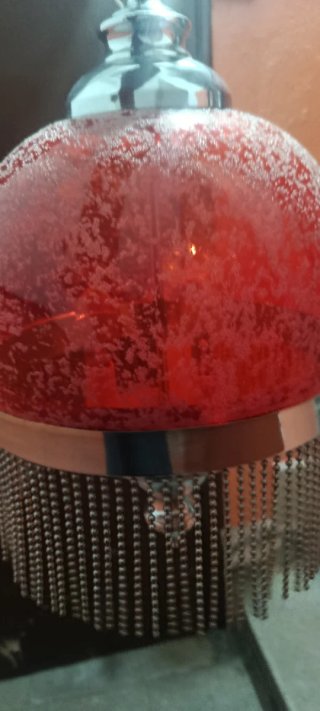 Lámpara colgante cúpula roja cristal