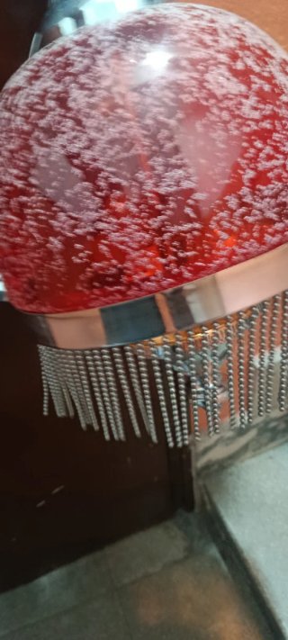 Lámpara colgante cúpula roja cristal