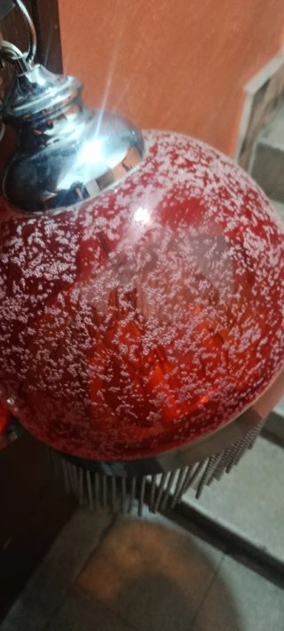 Lámpara colgante cúpula roja cristal