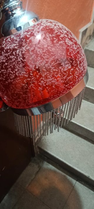 Lámpara colgante cúpula roja cristal