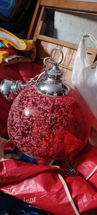 Lámpara colgante cúpula roja cristal
