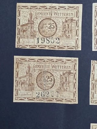 Lote 10 Billetes de emergencia Bélgica.