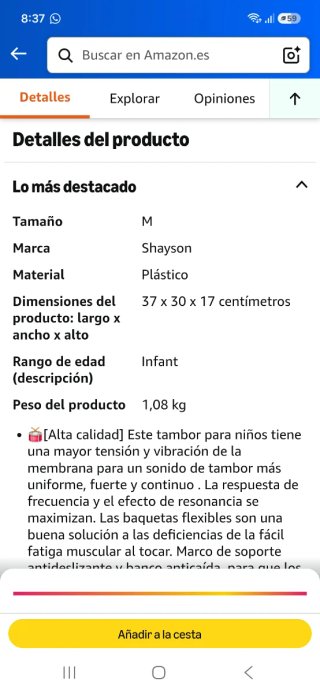 Batería Jazz Drum para niños