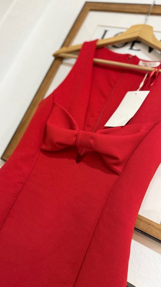 Vestido Zara Rojo Lazo talla S