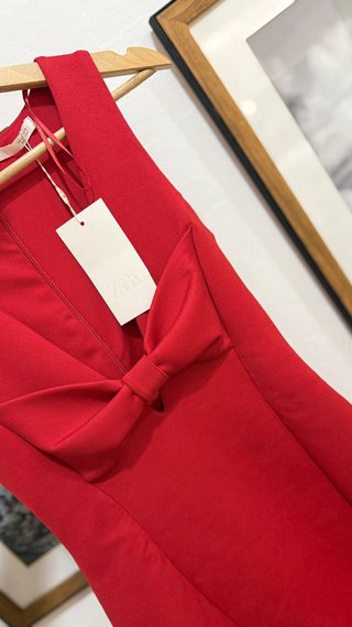 Vestido Zara Rojo Lazo talla S