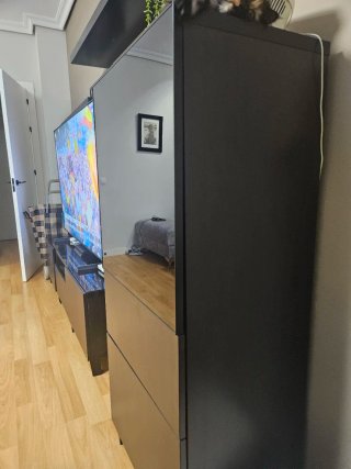 Vitrina de salón madera y cristal