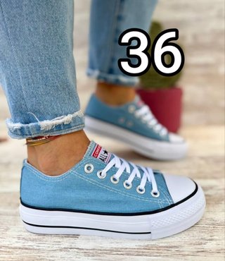 Converse plataforma azul talla 36