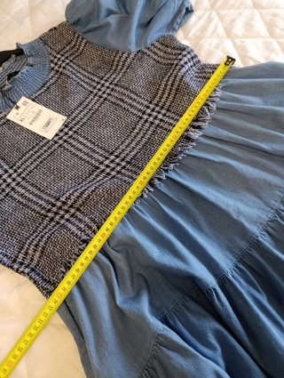 Vestido Zara vaquero con estampado de cuadros
