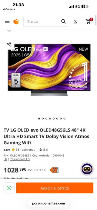 TV LG OLED evo OLED48G56LS 48" 4K Ultra HD Smart T