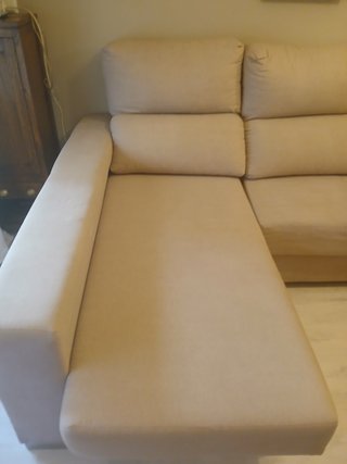 Sofá chaiselongue beige tela