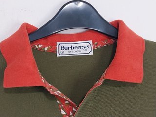 Polo Burberrys vintage, verde oliva, Talla 6/L