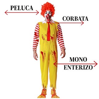 Disfraz Payaso Terror S/M con Peluca