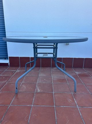 Mesa redonda jardín terraza de  hierro y cristal