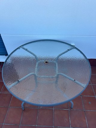 Mesa redonda jardín terraza de  hierro y cristal