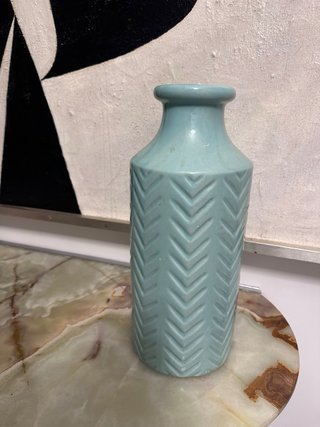 Jarrón de cerámica azul teal