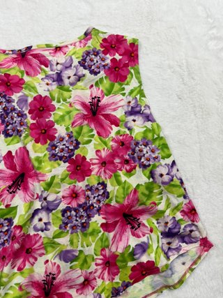 Vintage Floral Sleeveless Blouse Pink Green