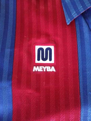 Camiseta Meyba Fútbol Rayas Azul/Roja