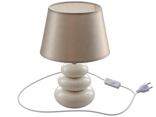 Lámpara sobremesa cerámica beige y pantalla