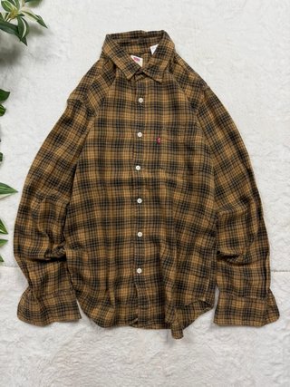 Vintage Brown Plaid Long Sleeve Shirt Button Up