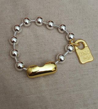 Collar y Pulsera Bolas Doradas y Plateadas